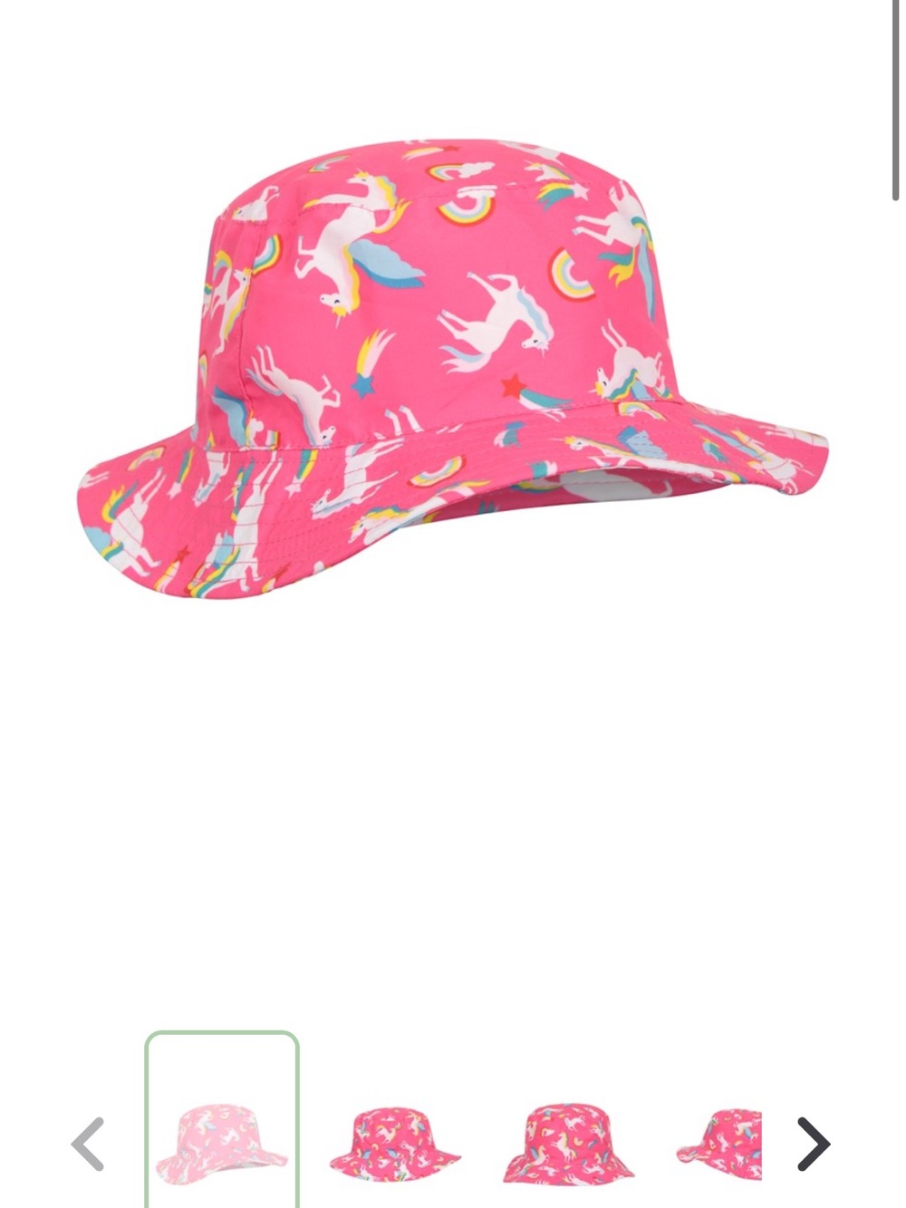 Mountain warehouse NEW Pink Unicorn Bucket Hat for Kids size medium